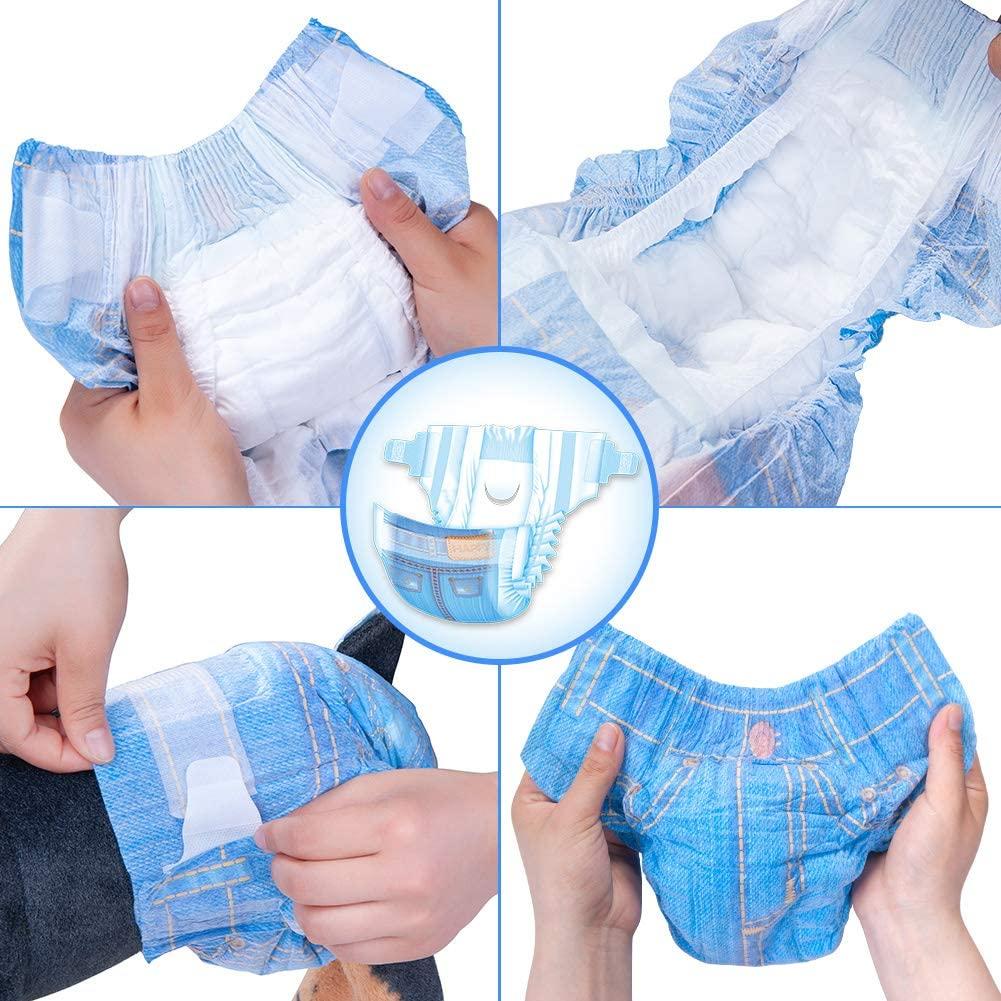 Couches Jetables Chic pour Chiennes - Style Jeans Super Absorbant 24pcs đ Turquoise Cronus