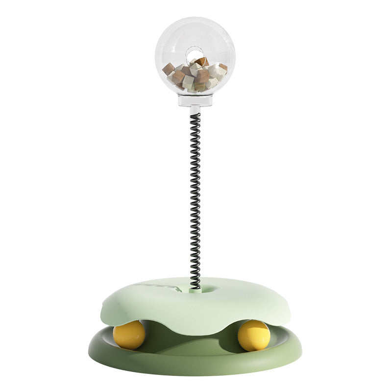 Chats-Distributeur Nourriture Chat 2-en-1 - Jouet Interactif Plateau Tournant Crimson Medea
