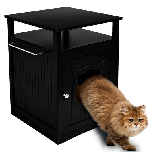 Meuble Litière Chic 2-en-1 - Table de Chevet & Maison Chat ✨🏠 Turquoise Cronus