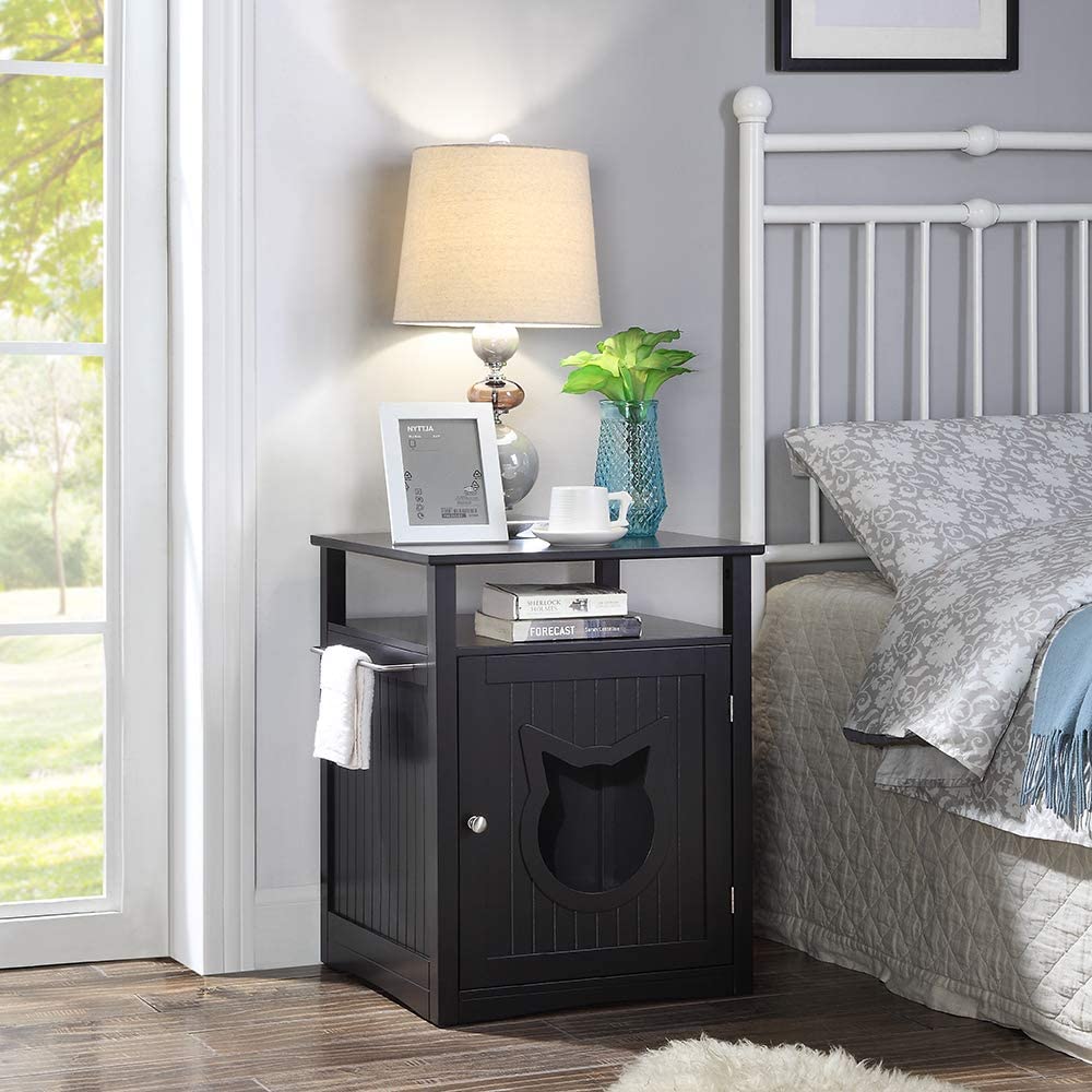 Meuble Litière Chic 2-en-1 - Table de Chevet & Maison Chat ✨🏠 Turquoise Cronus