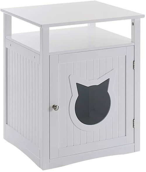 Meuble Litière Chic 2-en-1 - Table de Chevet & Maison Chat ✨🏠 Turquoise Cronus