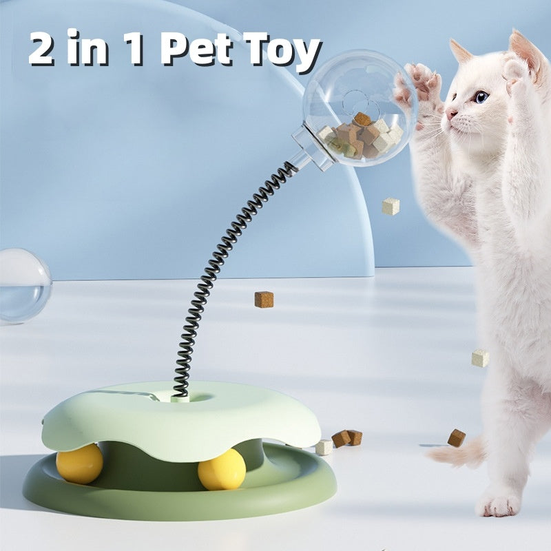 Chats-Distributeur Nourriture Chat 2-en-1 - Jouet Interactif Plateau Tournant Crimson Medea