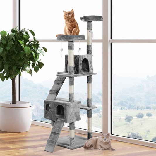 Chats- 🏰 Arbre à Chat PawHut 170cm Multi-Niveaux - Centre d'Activité Premium Gris Taupe Shadow