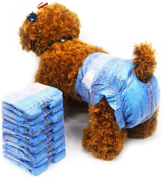 Couches Jetables Chic pour Chiennes - Style Jeans Super Absorbant 24pcs 💙 Turquoise Cronus