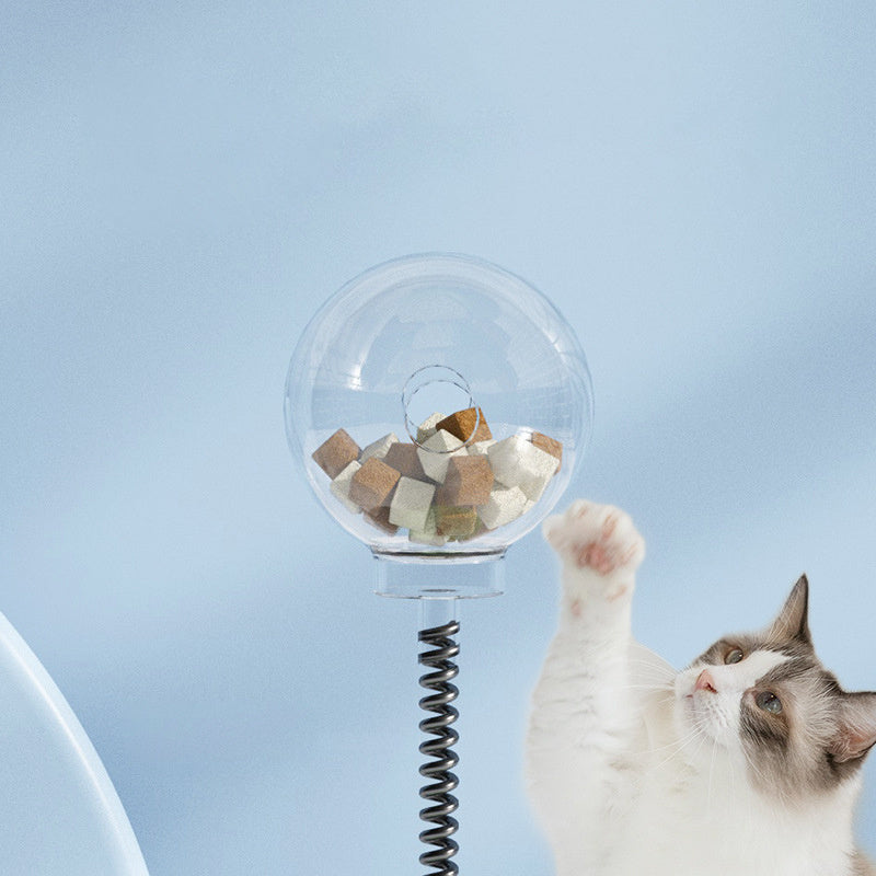 Chats-Distributeur Nourriture Chat 2-en-1 - Jouet Interactif Plateau Tournant Crimson Medea