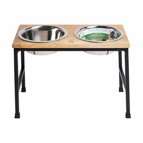 Chiens-Mangeoire Surélevée Bois & Métal - Design Artisanal Chic Beige Antigone