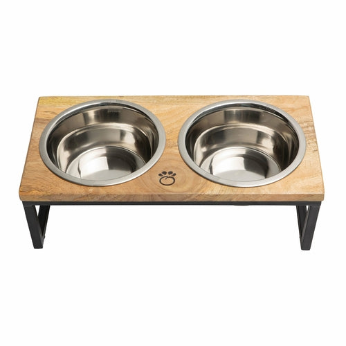 Chiens-Mangeoire Surélevée Bois & Métal - Design Artisanal Chic Beige Antigone