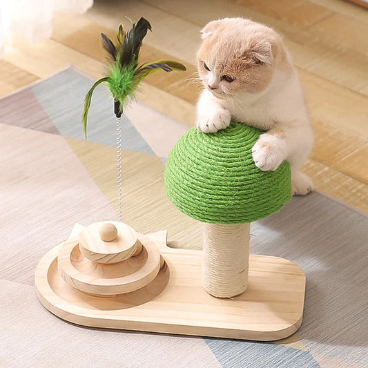 Chats-Arbre à Chat Griffoir avec Jouets - Centre d'Activité Interactif Complet Yellow Pandora