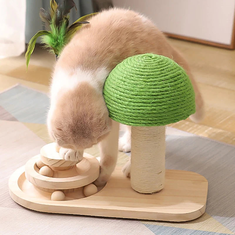 Chats-Arbre à Chat Griffoir avec Jouets - Centre d'Activité Interactif Complet Yellow Pandora