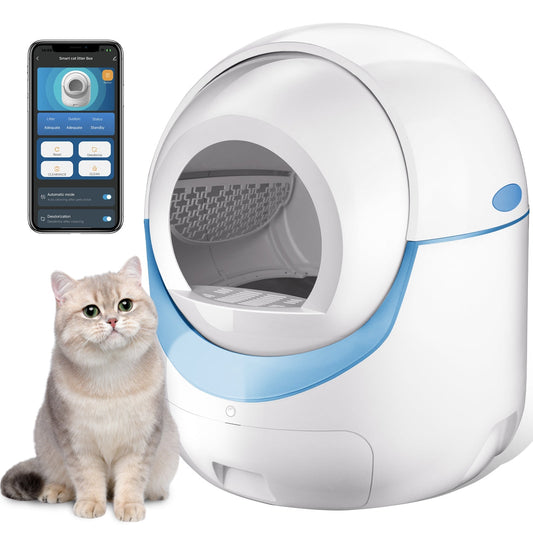 Chats-🐾 Litière automatique autonettoyante pour chats White Eucalyptus