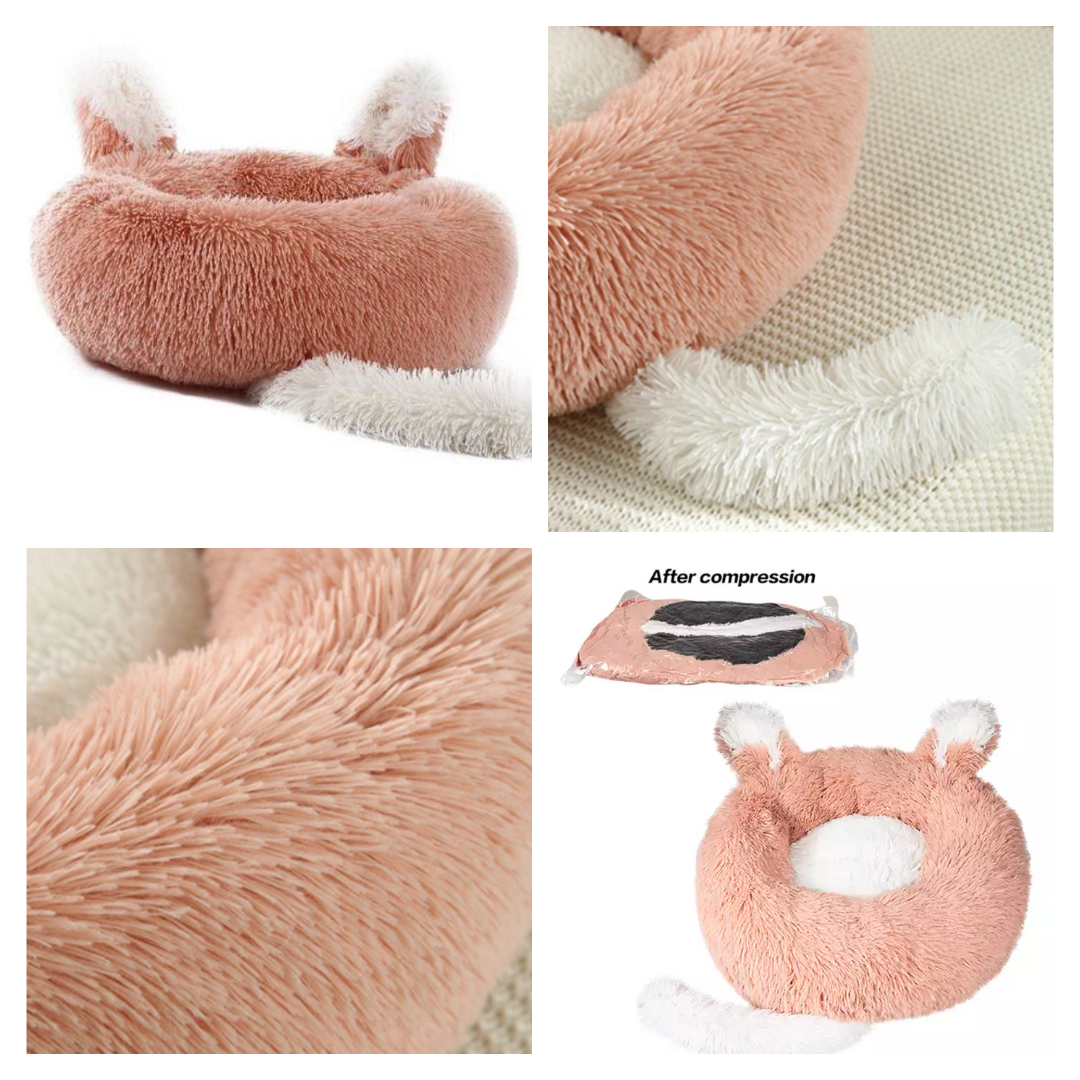 🐾 Lit Peluche avec Oreilles et Queue - Chats et Petits Chiens Teal Zeus