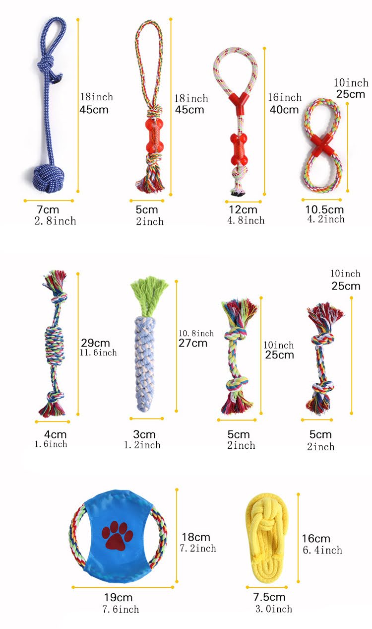 Chats🐾 Lot de 10 Jouets Corde Tressée - Assortiment Premium Chiens Teal Zeus